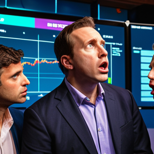 Home 11 **
Prompt: A venture capital conference, tense atmosphere, investors whispering about an AI startup, FOMO ("fear of missing out") displayed through worried expressions, charts showing inflated valuations in the background, stylized, vibrant colors.
**