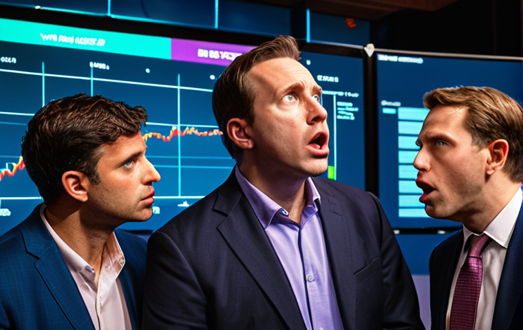 **
Prompt: A venture capital conference, tense atmosphere, investors whispering about an AI startup, FOMO ("fear of missing out") displayed through worried expressions, charts showing inflated valuations in the background, stylized, vibrant colors.
**
