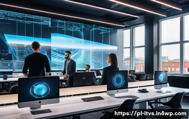 벤처 캐피탈 투자와 시장 세분화 전략 - A futuristic office environment in Warsaw showcasing a diverse team of young professionals collabora...