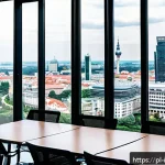 Home 21 벤처 캐피탈 투자와 글로벌화 전략 - A modern co-working space in Warsaw filled with diverse startup founders and venture capital investo...
