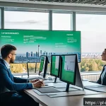 Home 18 벤처 캐피탈 투자에서의 자산 관리 전략 - A modern office setting in Warsaw, Poland, showcasing a diverse group of business professionals in s...